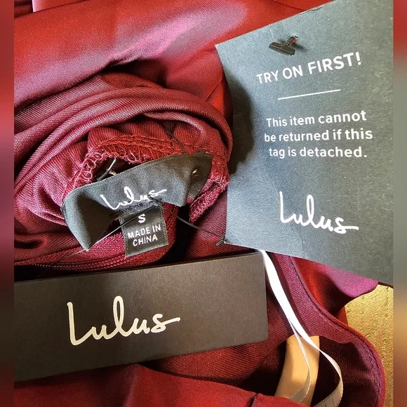 Lulus Classic Elegance Wine Red Satin Sleeveless Mock Neck Jumpsuit, Size Small - Picture 11 of 11